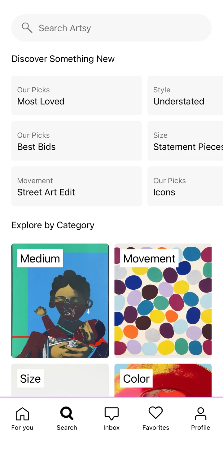 Artsy Search on iOS