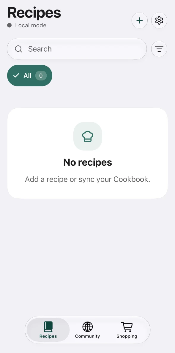 AvoCook Recipes, empty on iOS