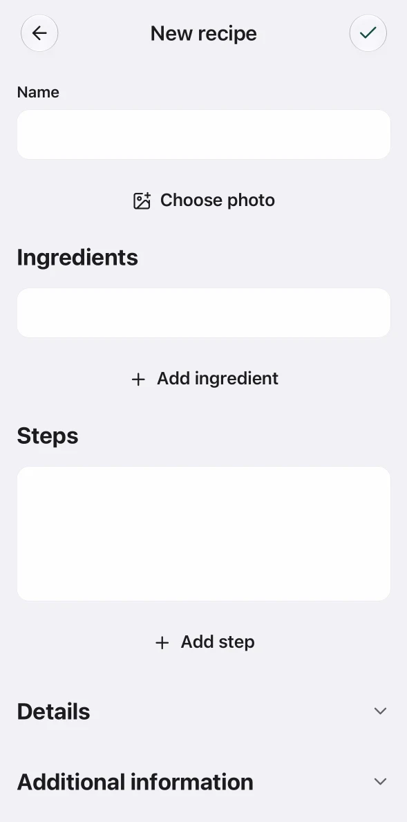 AvoCook New recipe on iOS