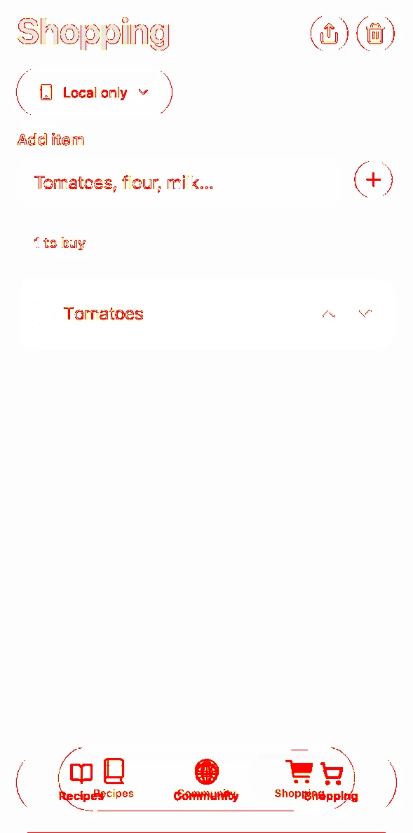AvoCook Shopping list pixel diff