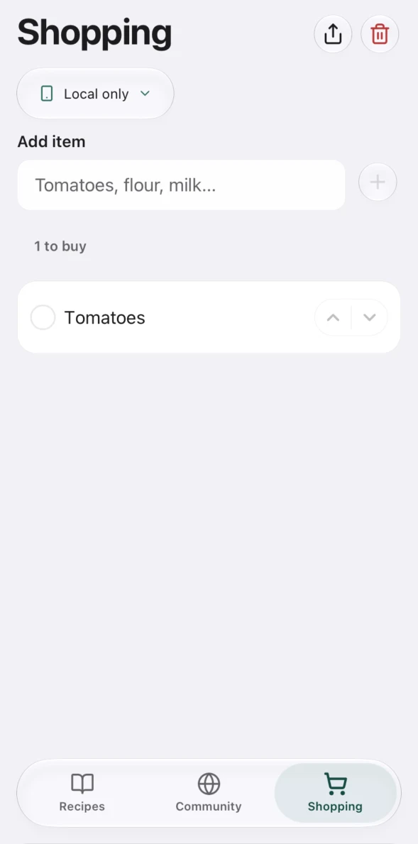 AvoCook Shopping list in Peach