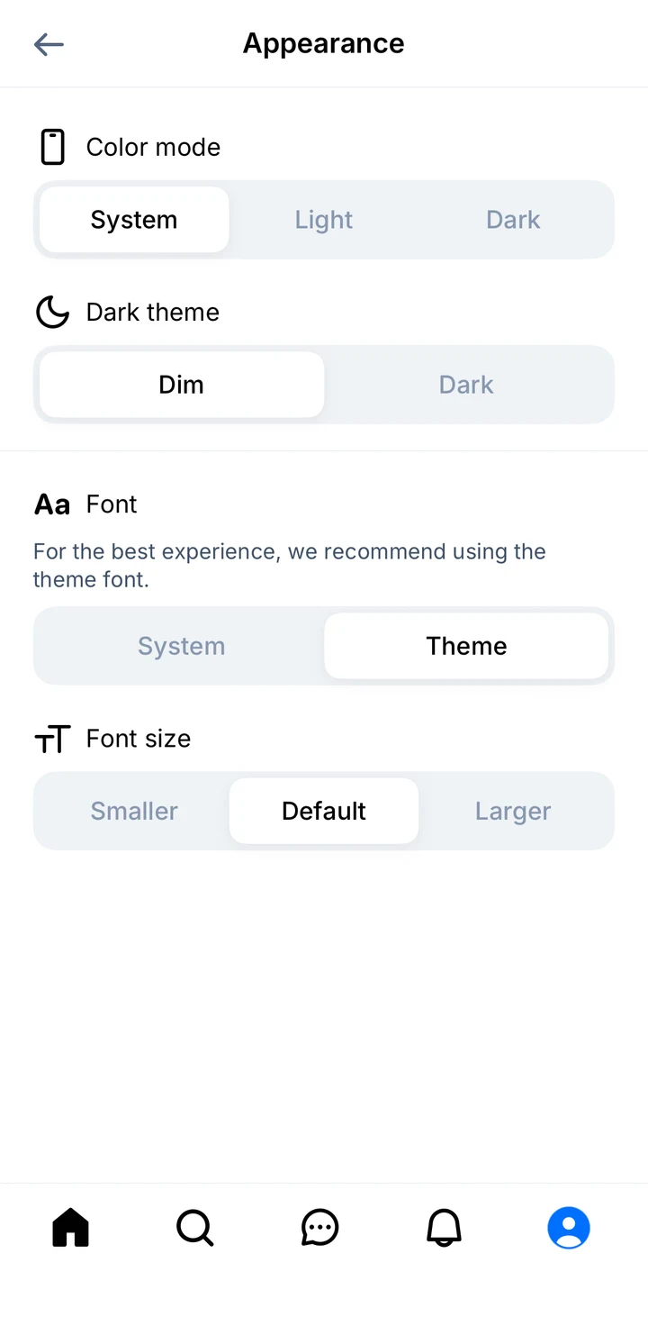 Bluesky Appearance on iOS