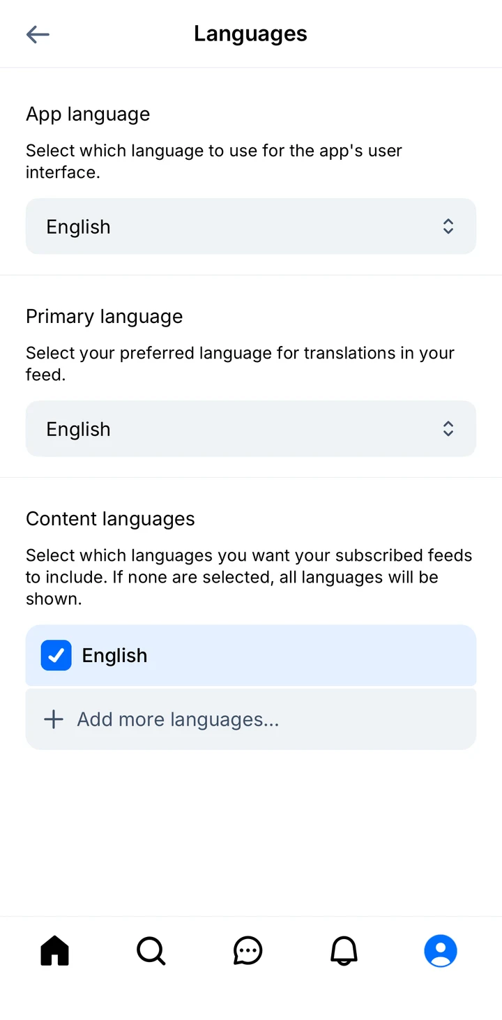Bluesky Languages on iOS