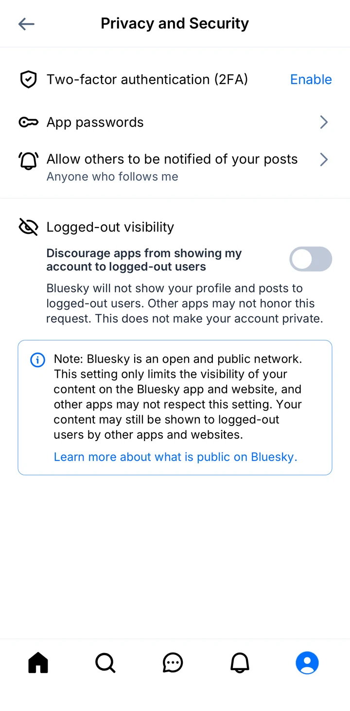 Bluesky Privacy security in Peach