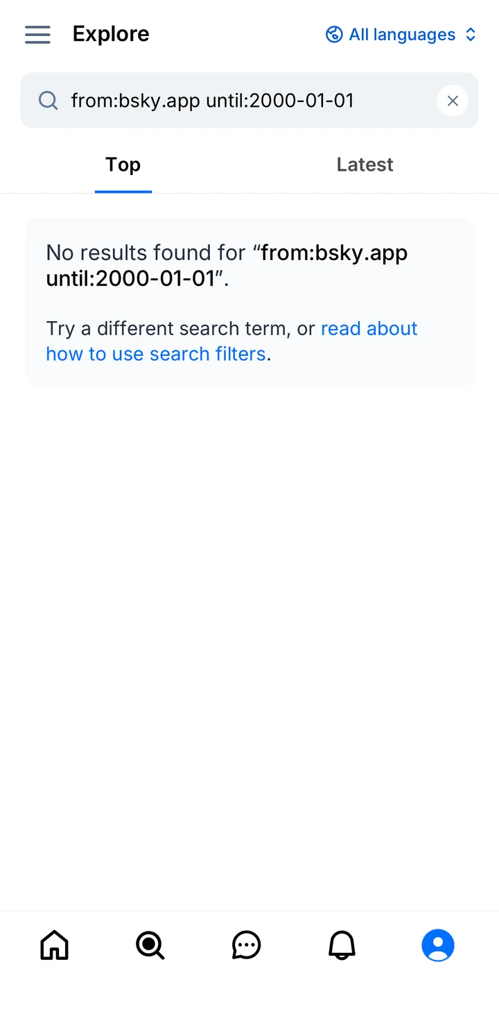 Bluesky Search fixed on iOS