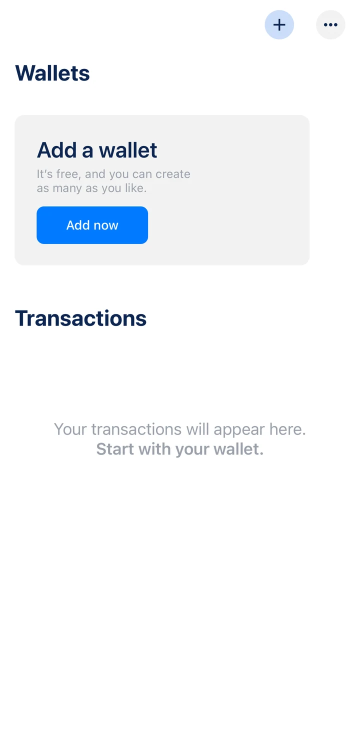 BlueWallet Wallets list in Peach