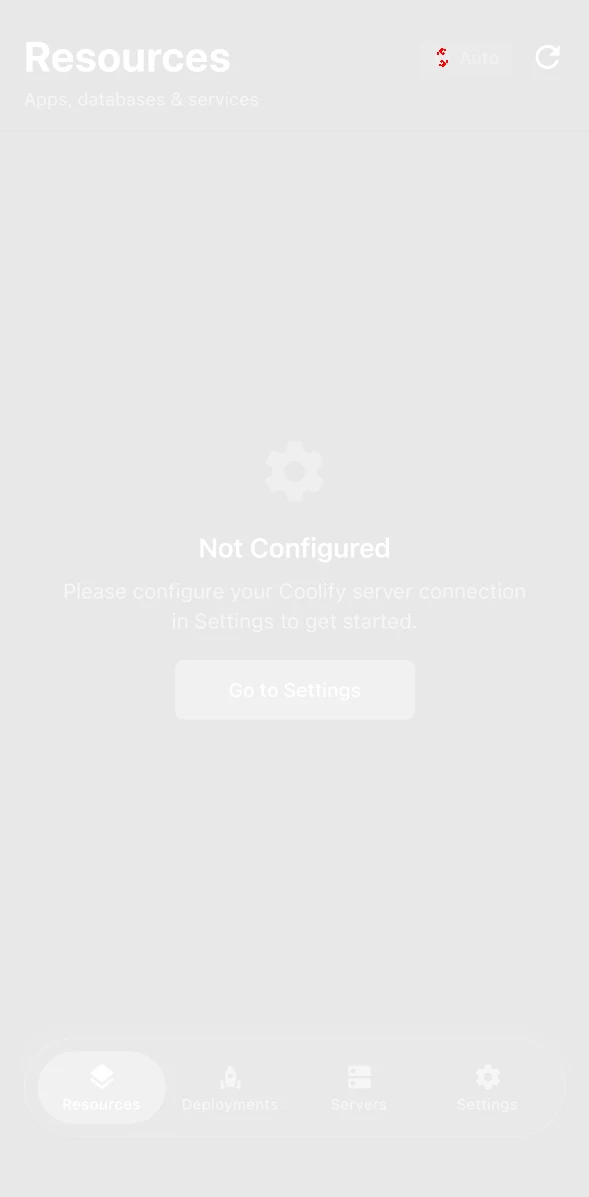 Coolify Manager Not Configured pixel diff