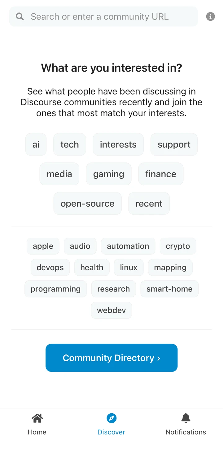 Discourse Discover on iOS