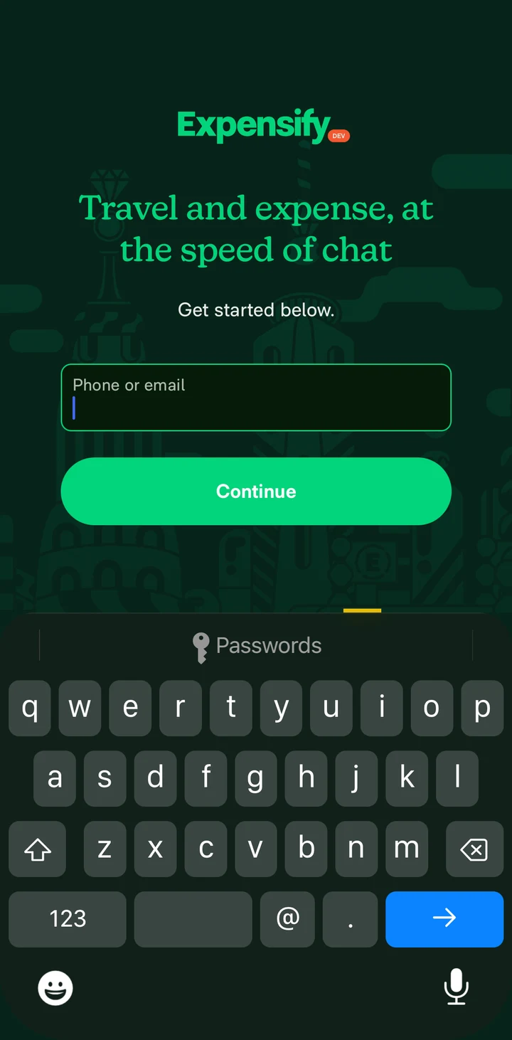 Expensify Sign in focused in Peach