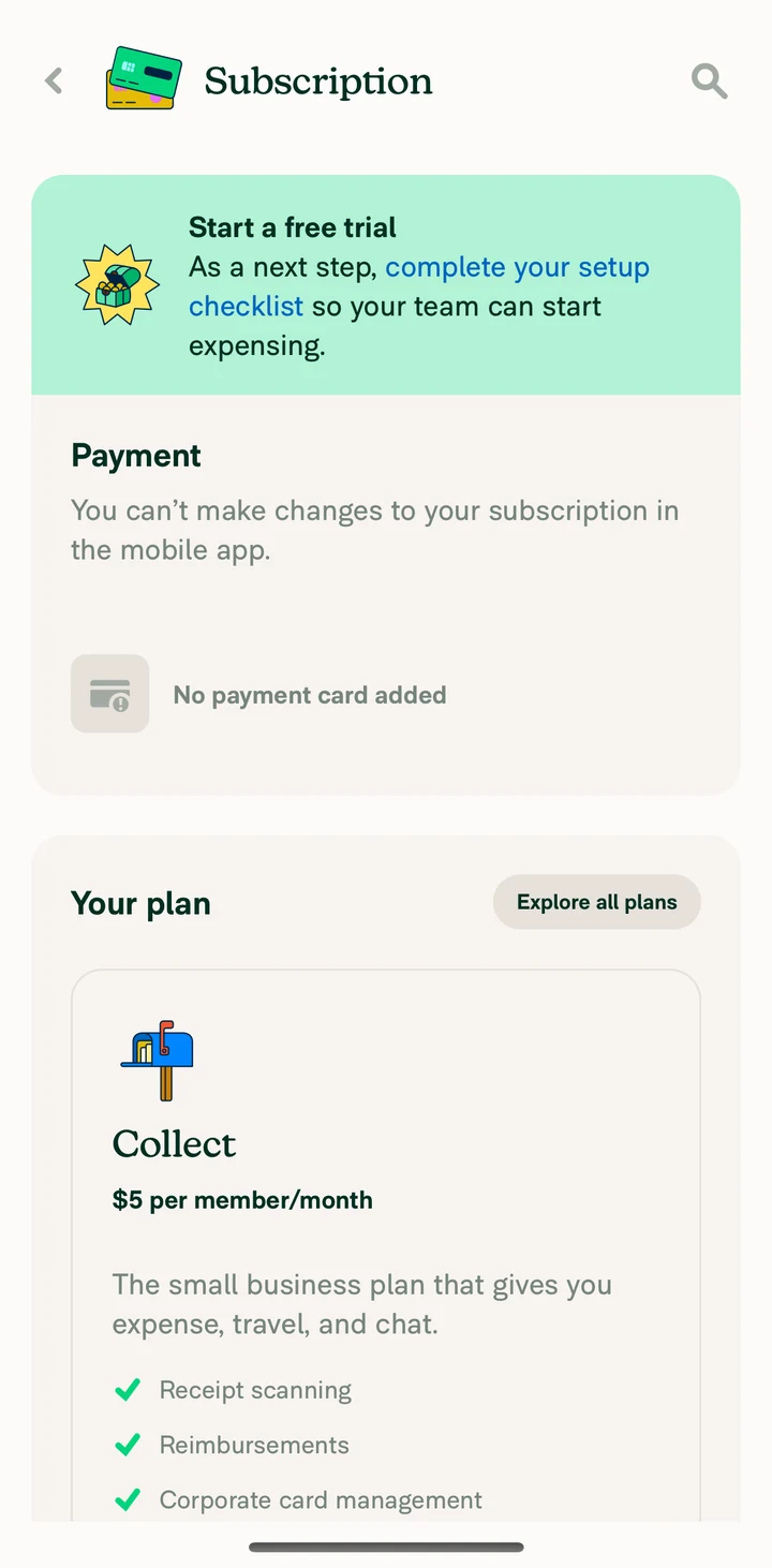 Expensify Subscription on iOS