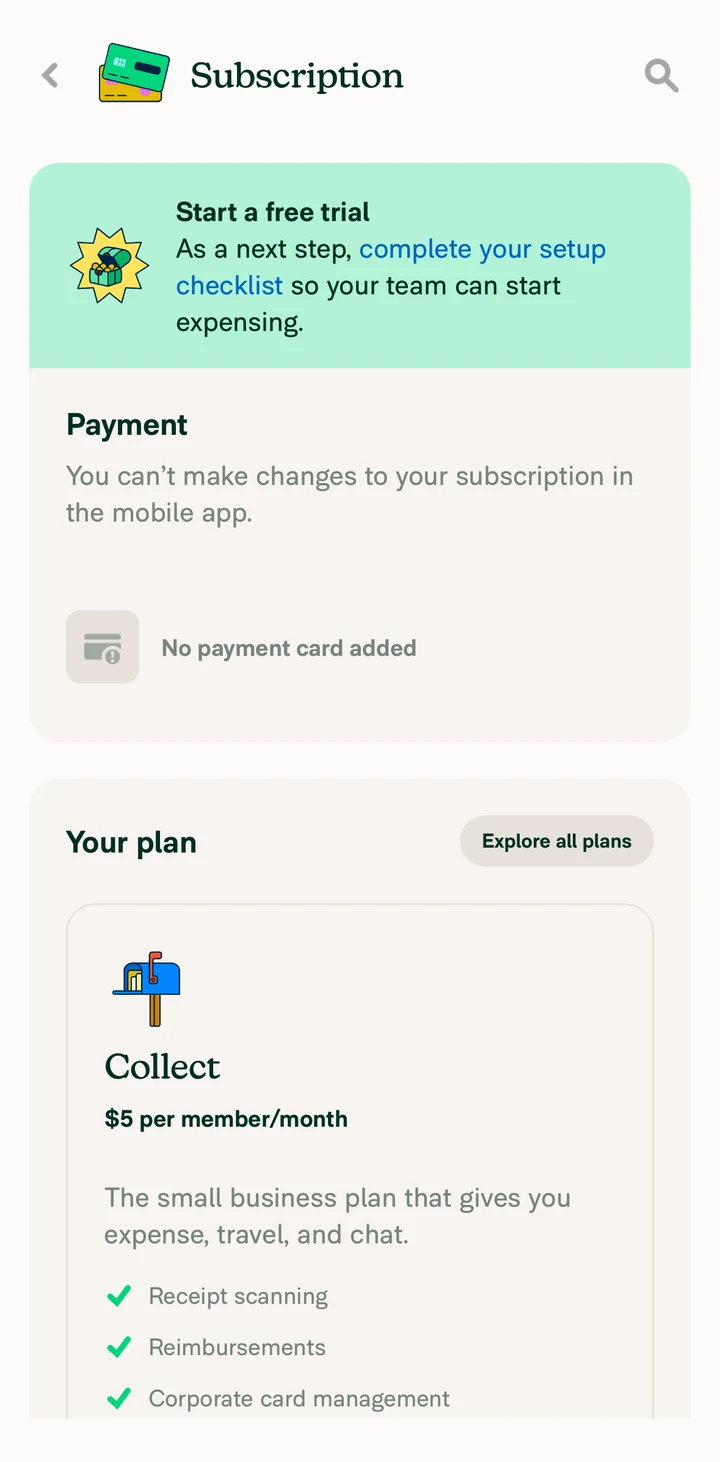 Expensify Subscription in Peach