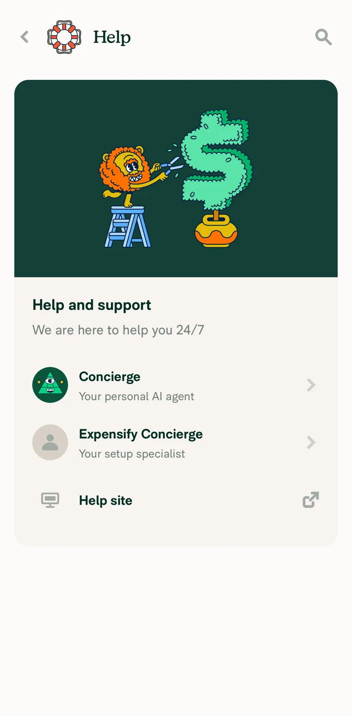 Expensify Help in Peach