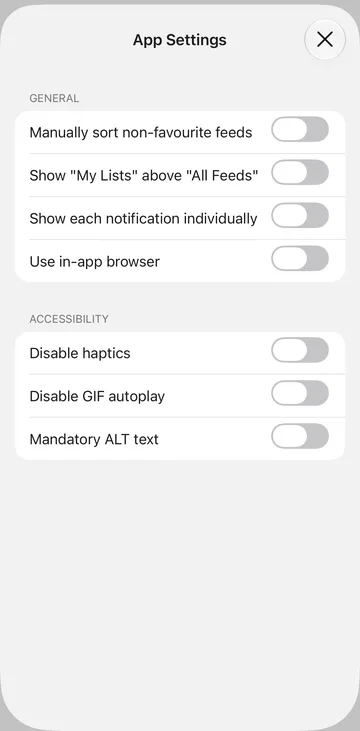 App settings