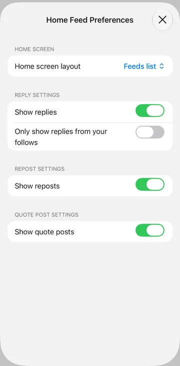 Feed settings