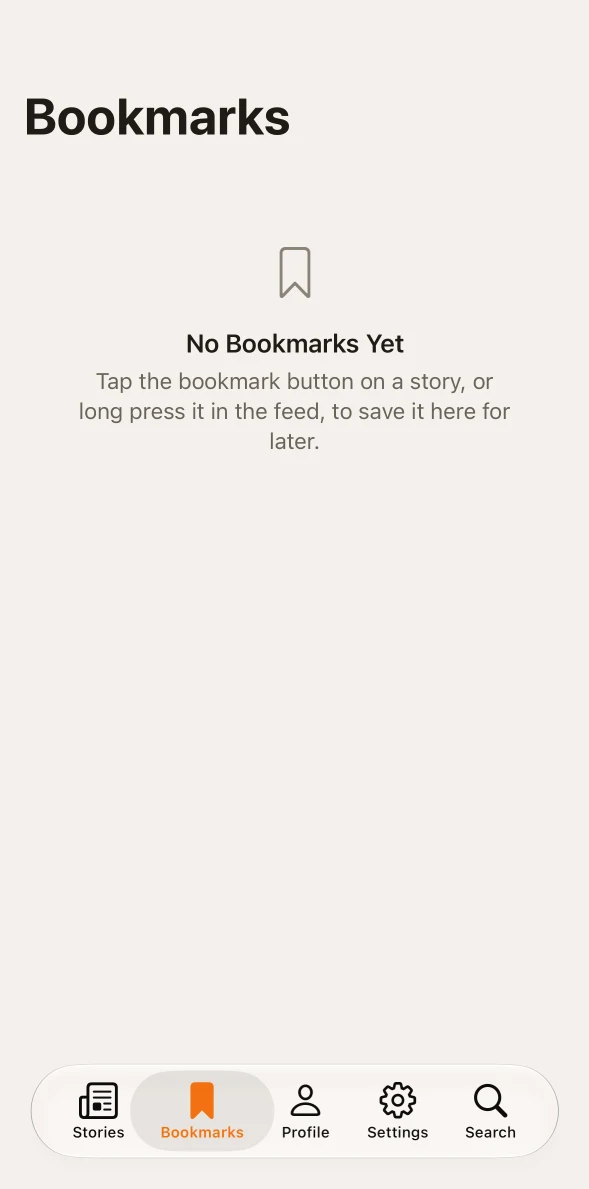 Hacker Reader Bookmarks on iOS