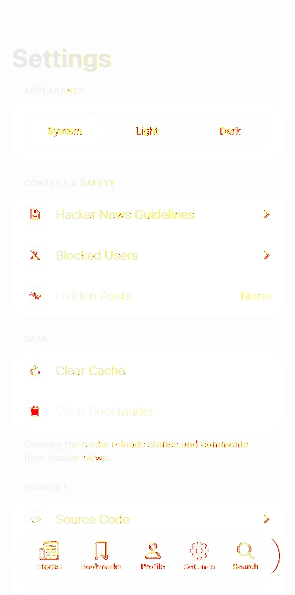 Hacker Reader Settings pixel diff