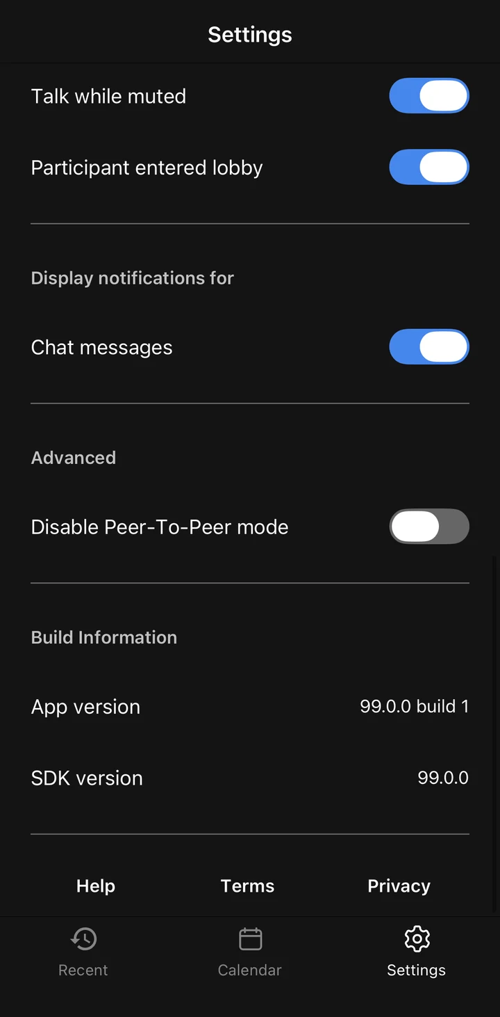 Jitsi Meet Settings advanced in Peach