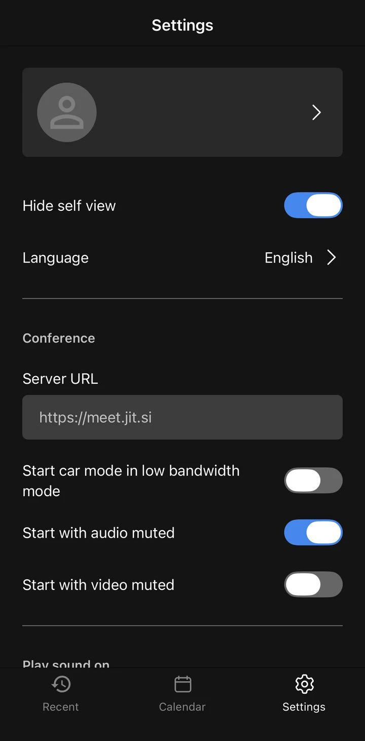 Jitsi Meet Settings toggles in Peach