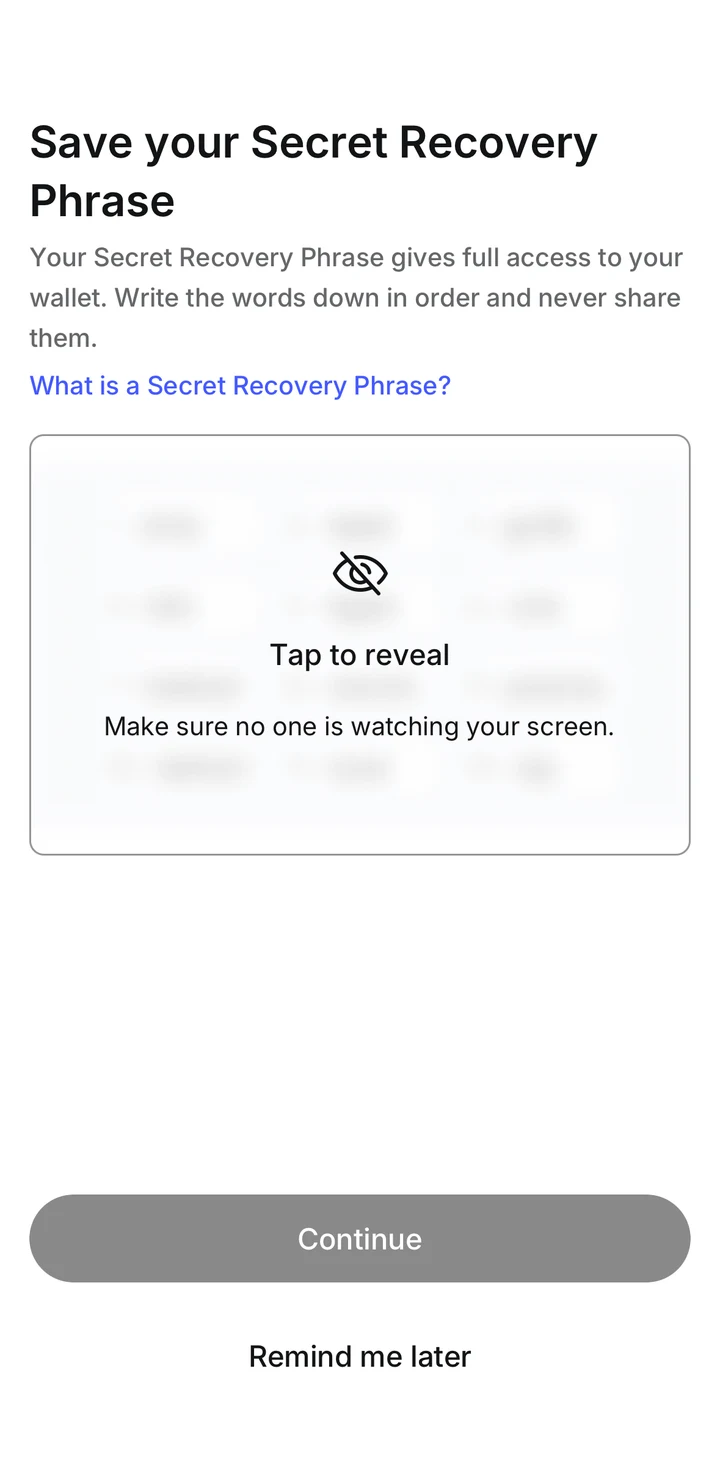 MetaMask Save recovery phrase on iOS