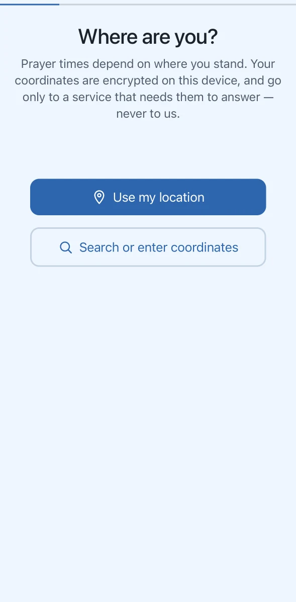Mihrab Choose location on iOS