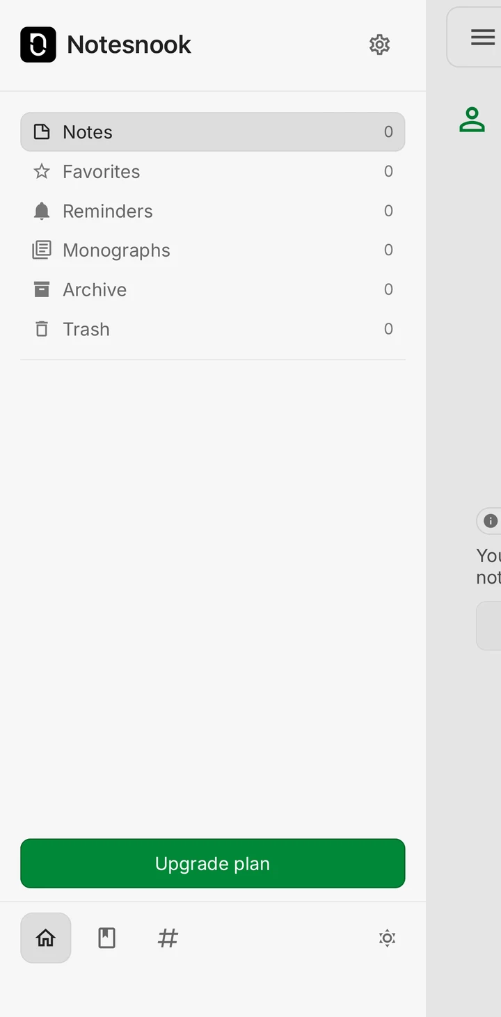 Notesnook Sidebar on iOS