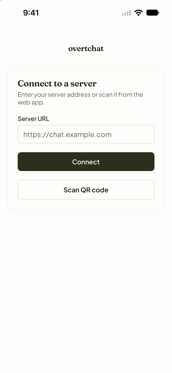 Overtchat Server entry (light) on iOS