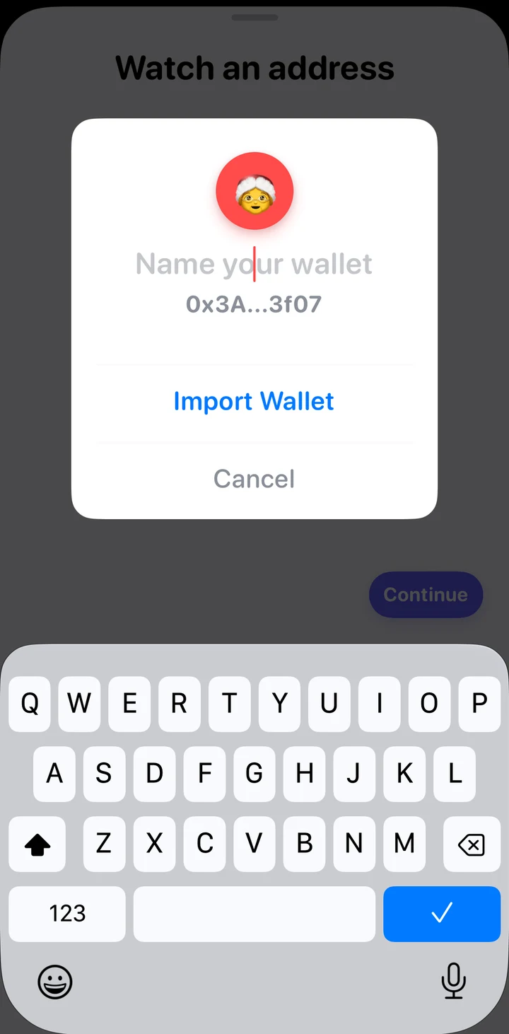 Rainbow Name your wallet on iOS