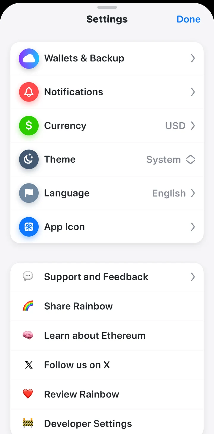 Rainbow Settings in Peach