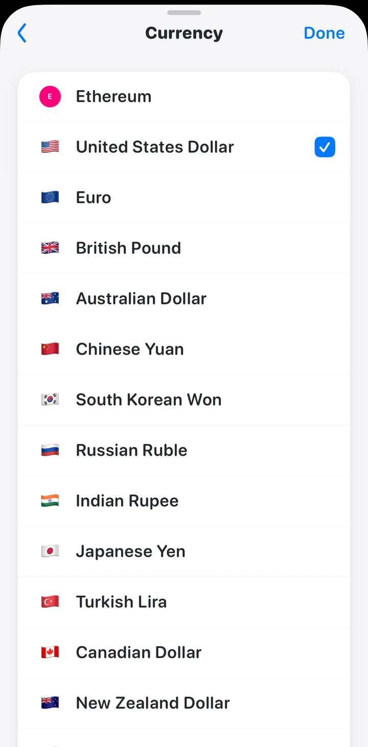 Rainbow Currency on iOS