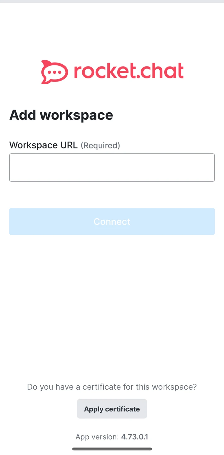 Rocket.Chat Add workspace on iOS