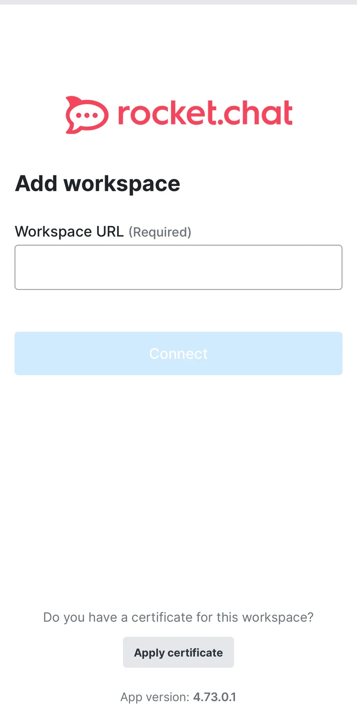 Rocket.Chat Add workspace in Peach