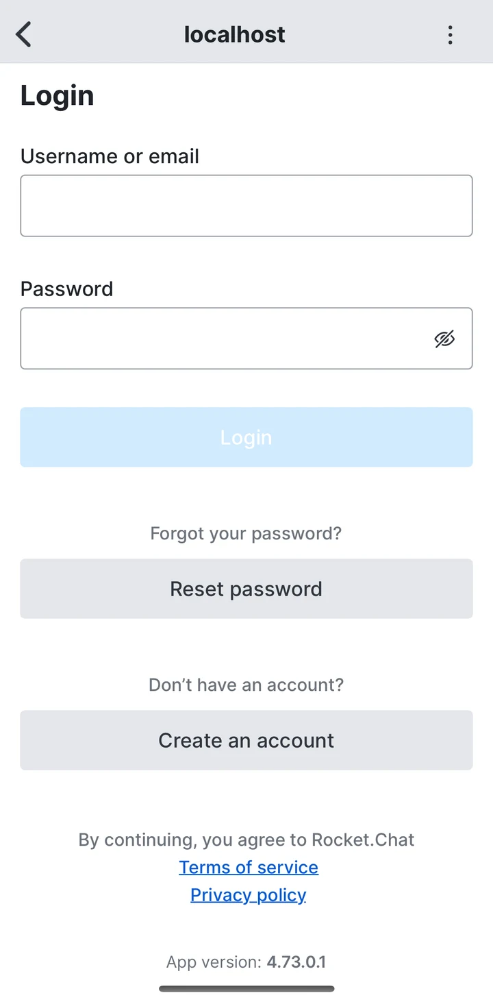 Rocket.Chat Login on iOS