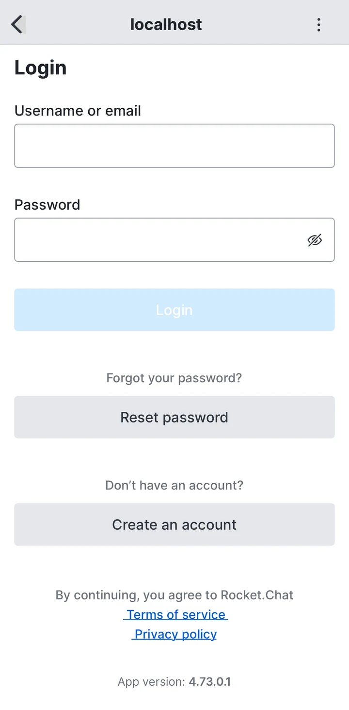 Rocket.Chat Login in Peach
