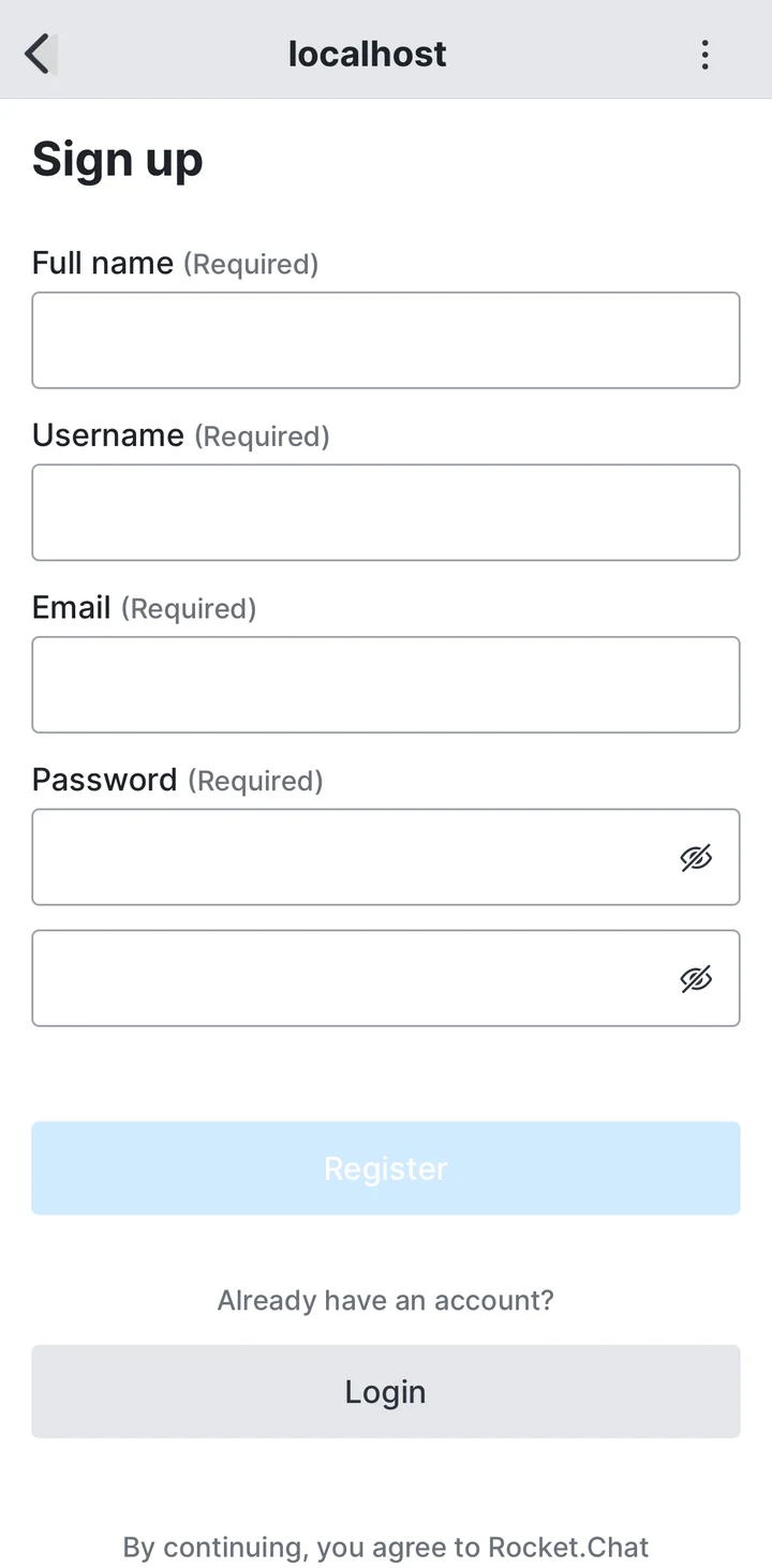Rocket.Chat Register in Peach