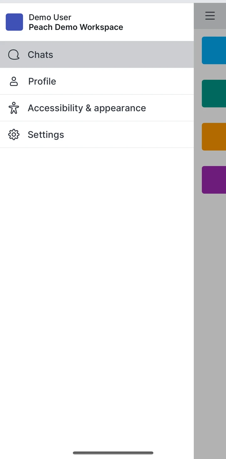 Rocket.Chat Sidebar on iOS