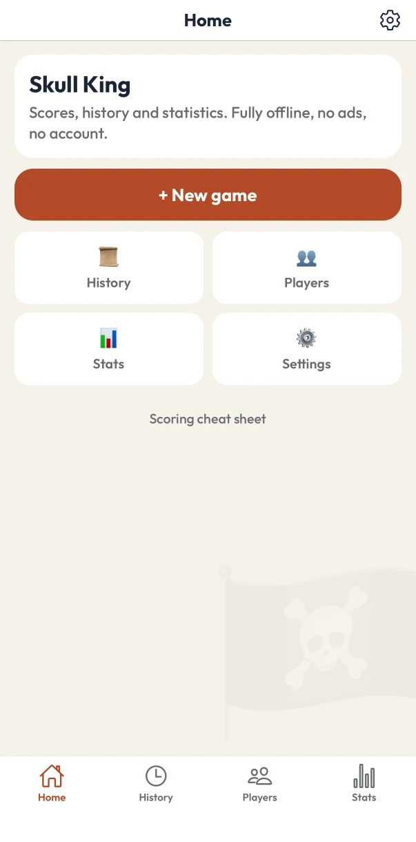 Skull King Home on iOS
