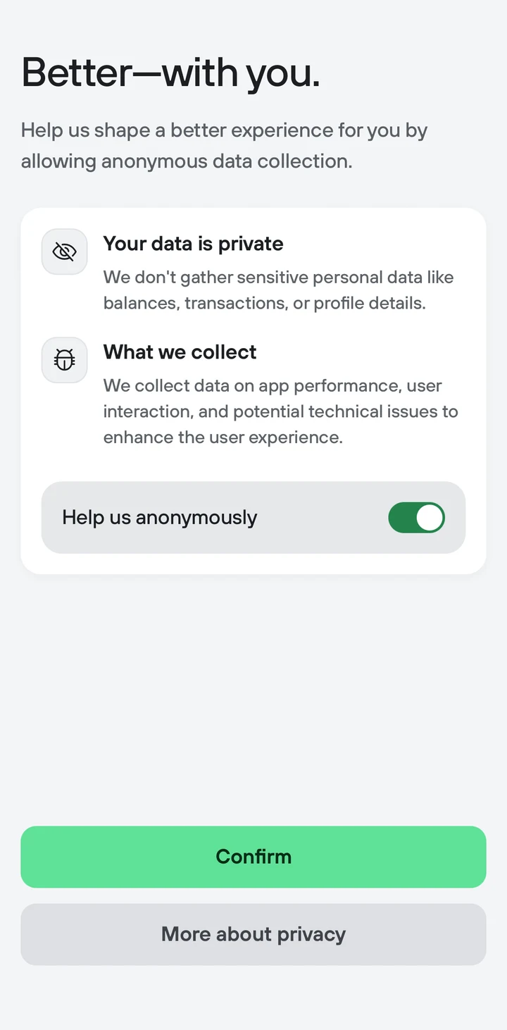Trezor Suite Lite Analytics consent on iOS
