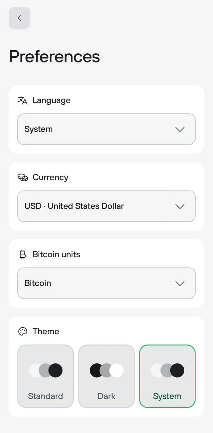 Trezor Suite Lite Preferences in Peach