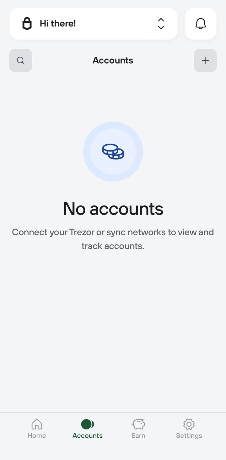 Trezor Suite Lite Accounts on iOS
