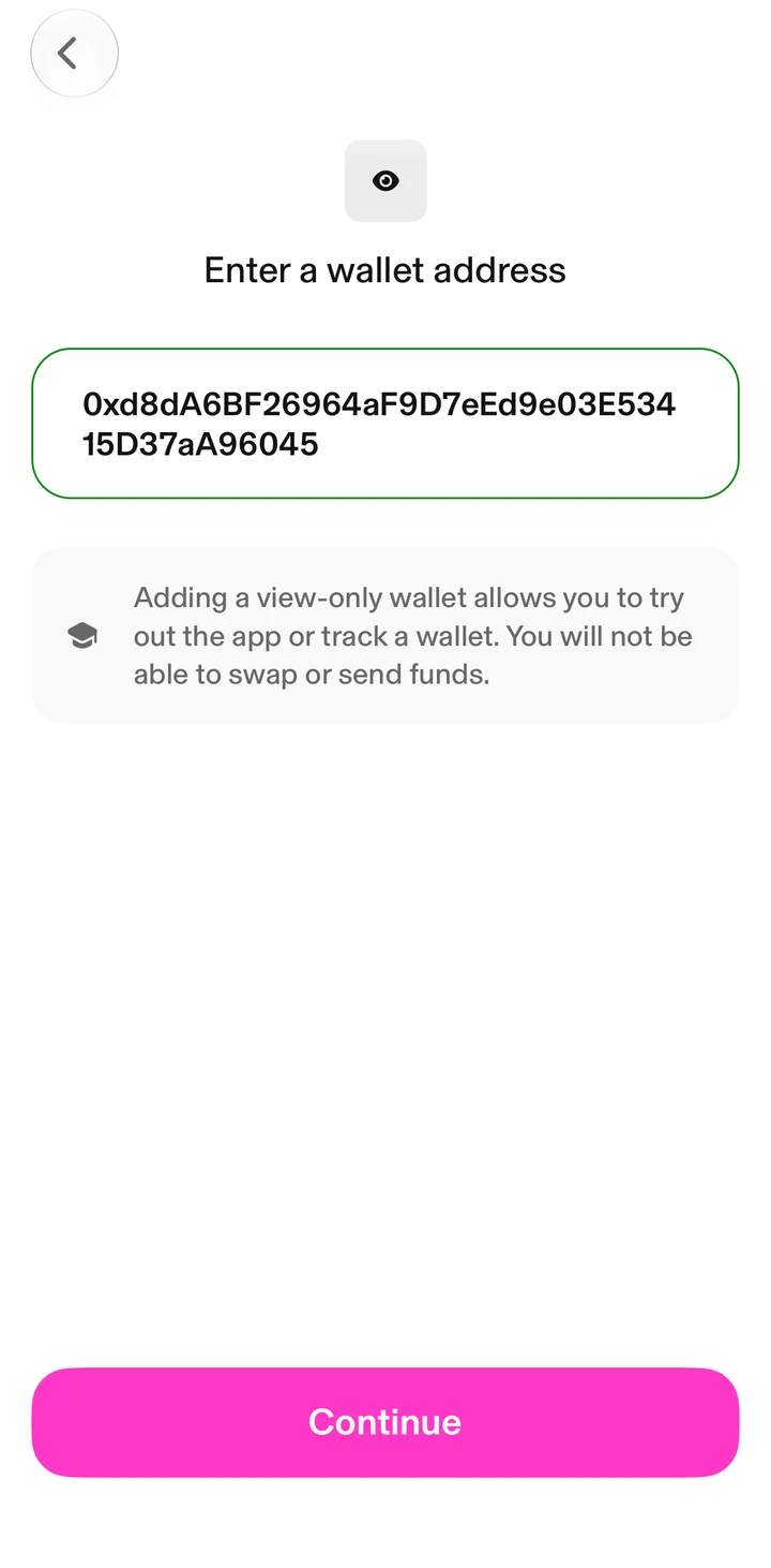 Uniswap Watch input vitalik on iOS