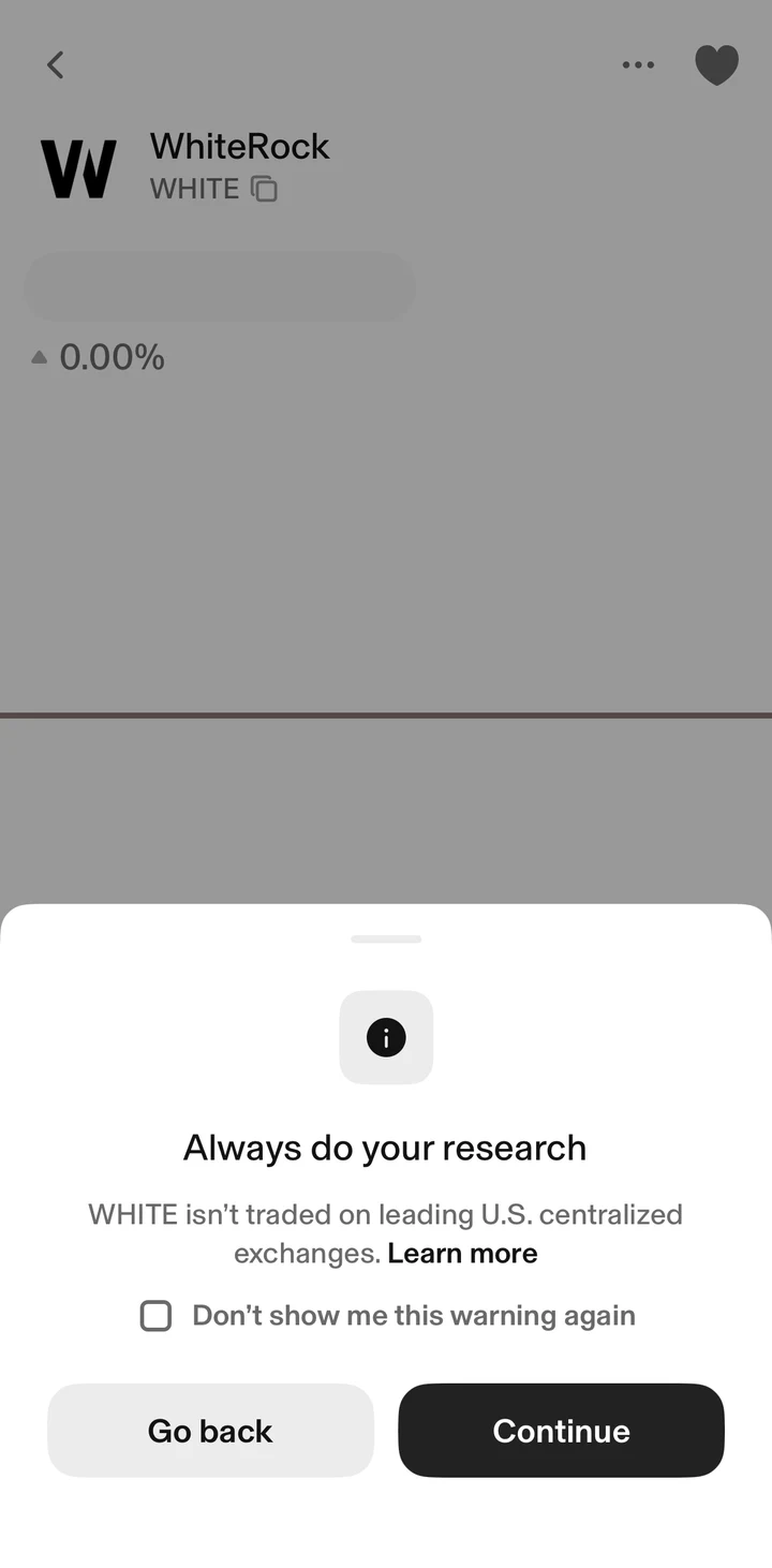 Uniswap Token warning on iOS