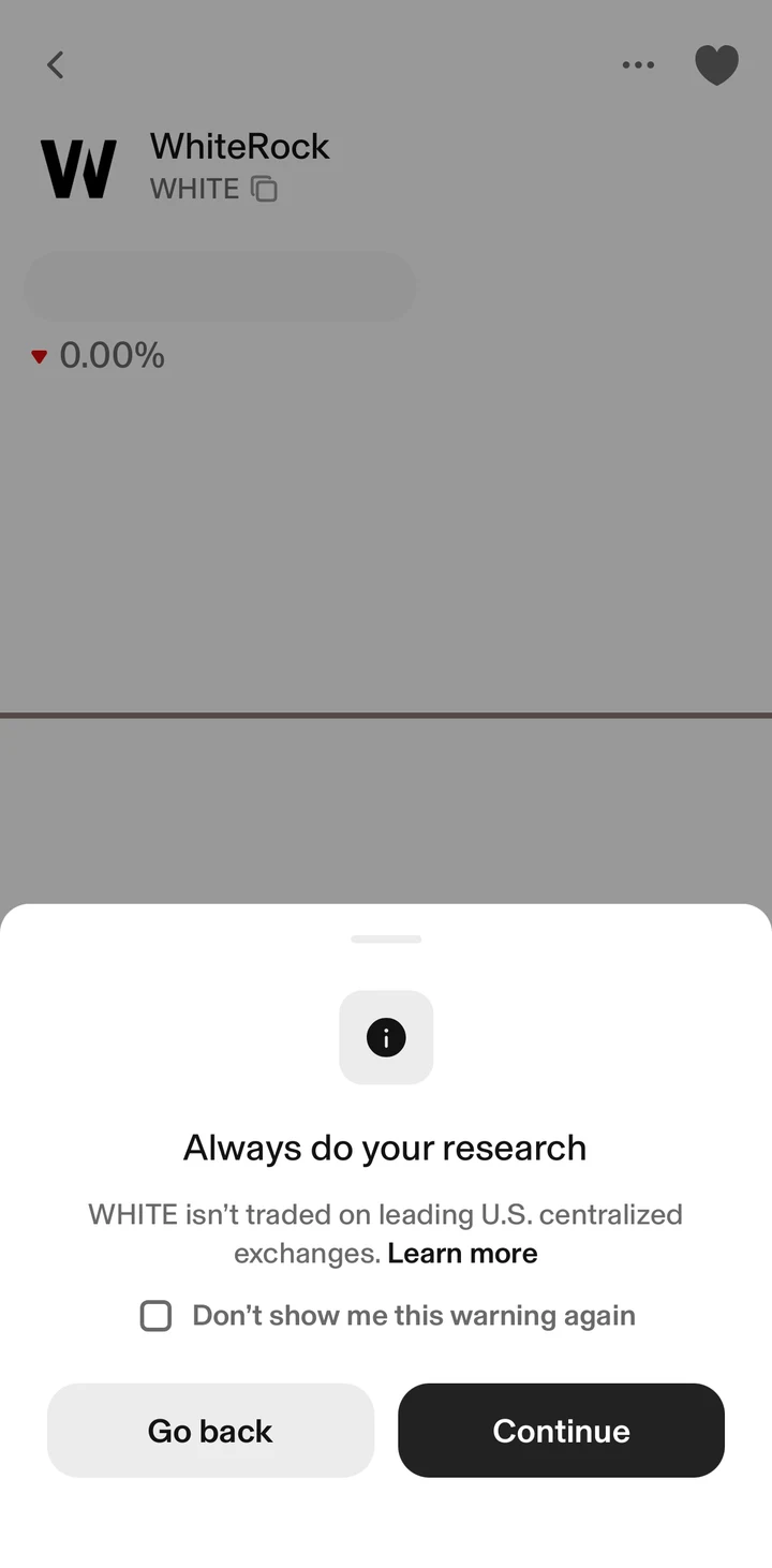 Uniswap Token warning in Peach