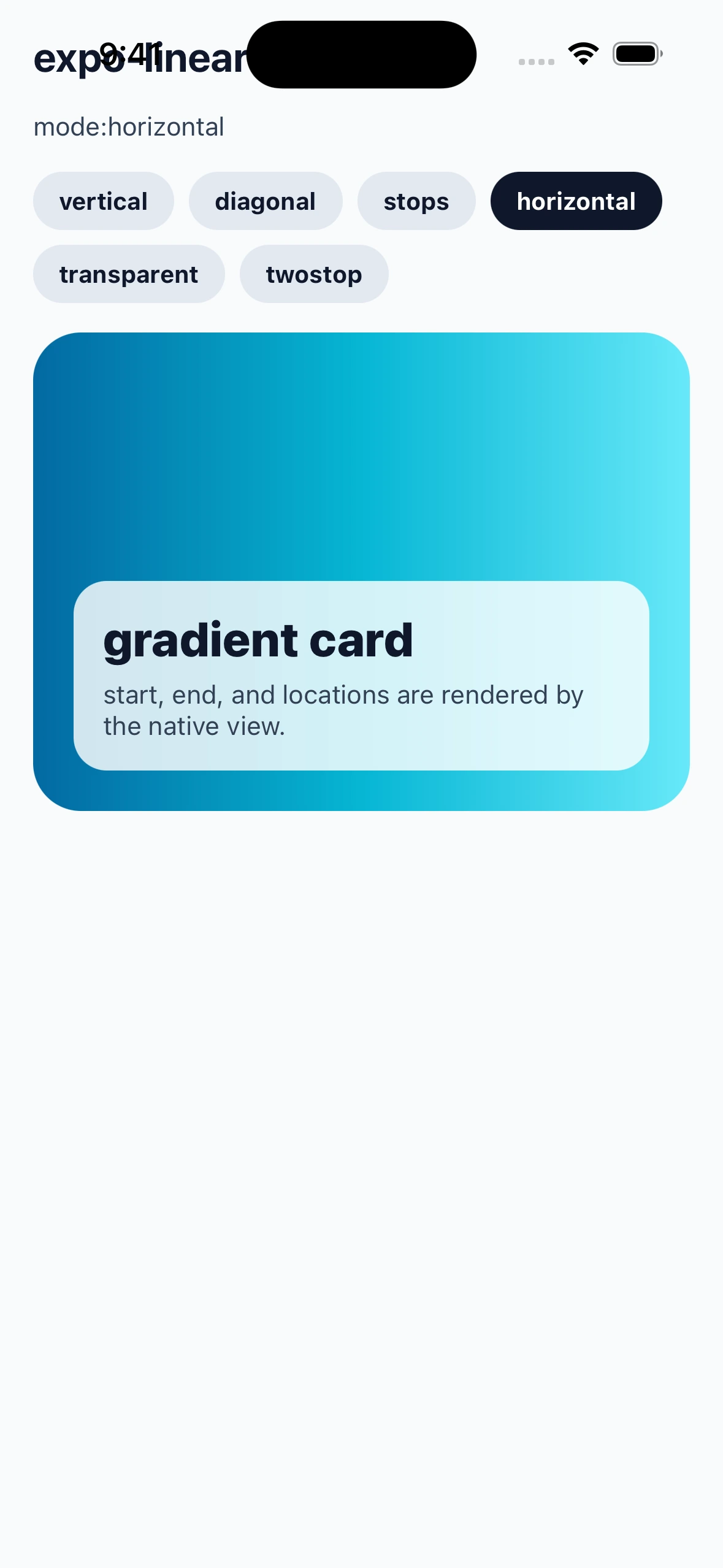 ExpoLinearGradientLibraryCase iOS