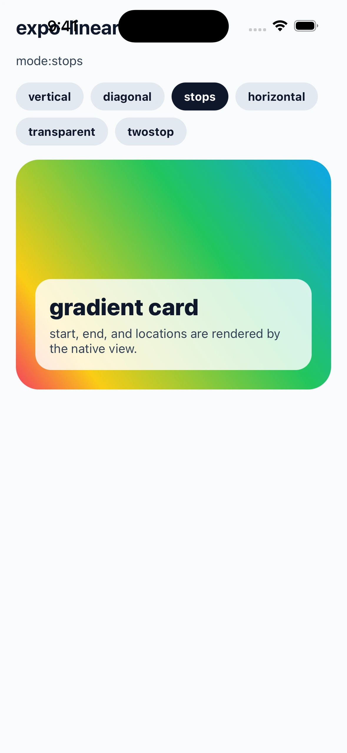 ExpoLinearGradientLibraryCase iOS