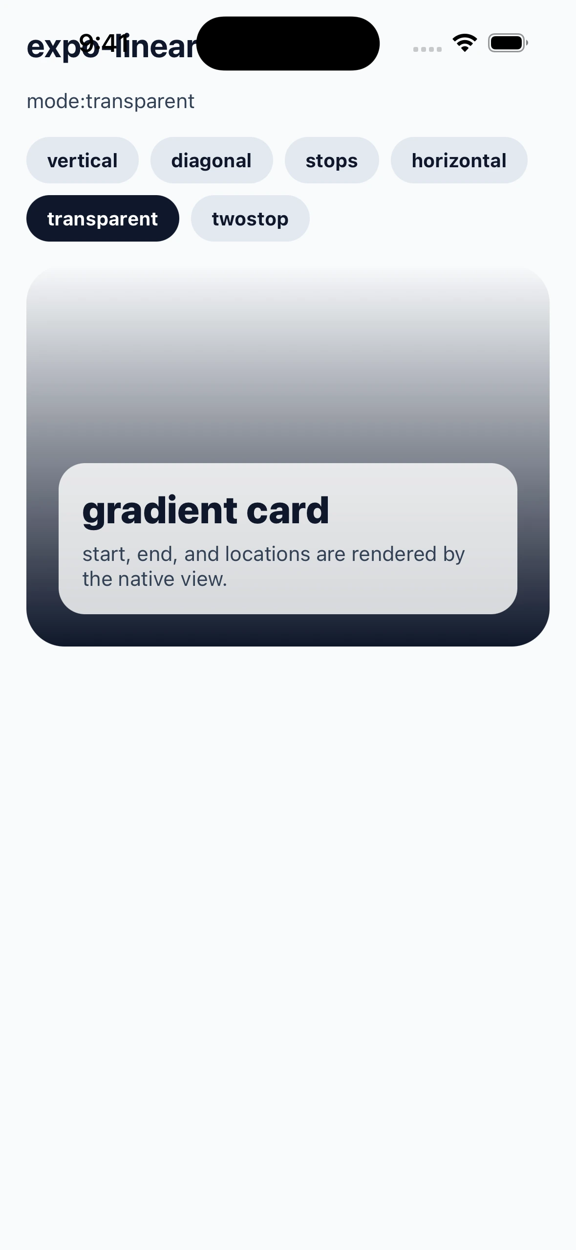 ExpoLinearGradientLibraryCase iOS