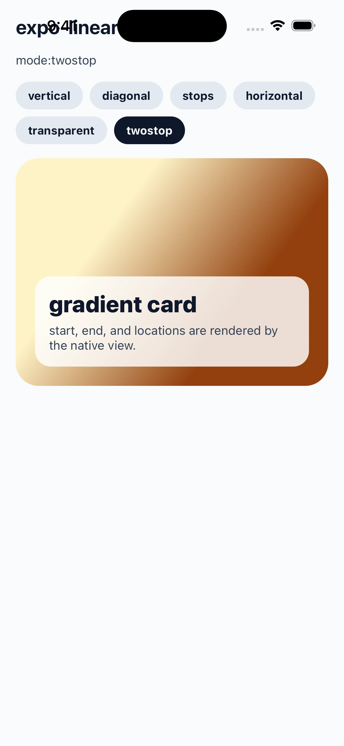 ExpoLinearGradientLibraryCase iOS