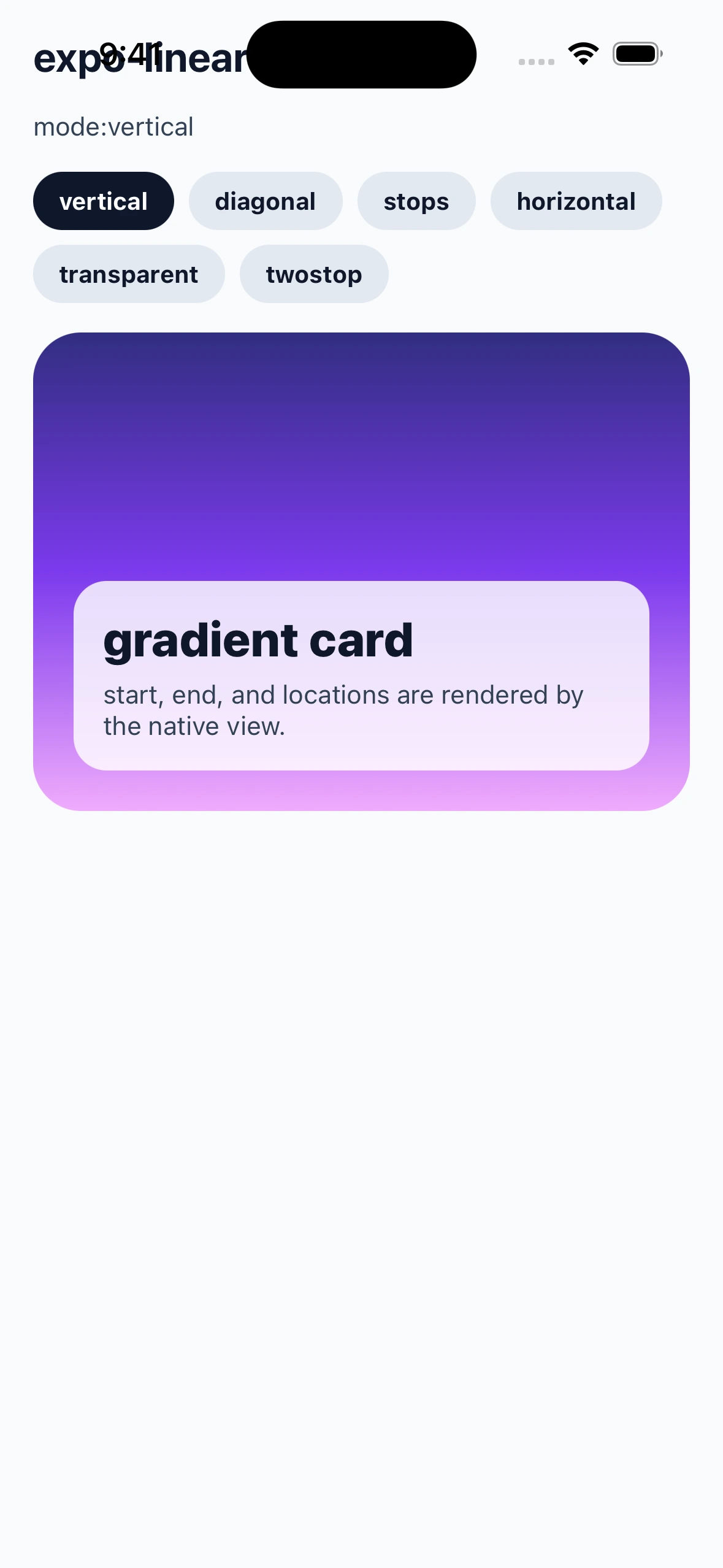 ExpoLinearGradientLibraryCase iOS