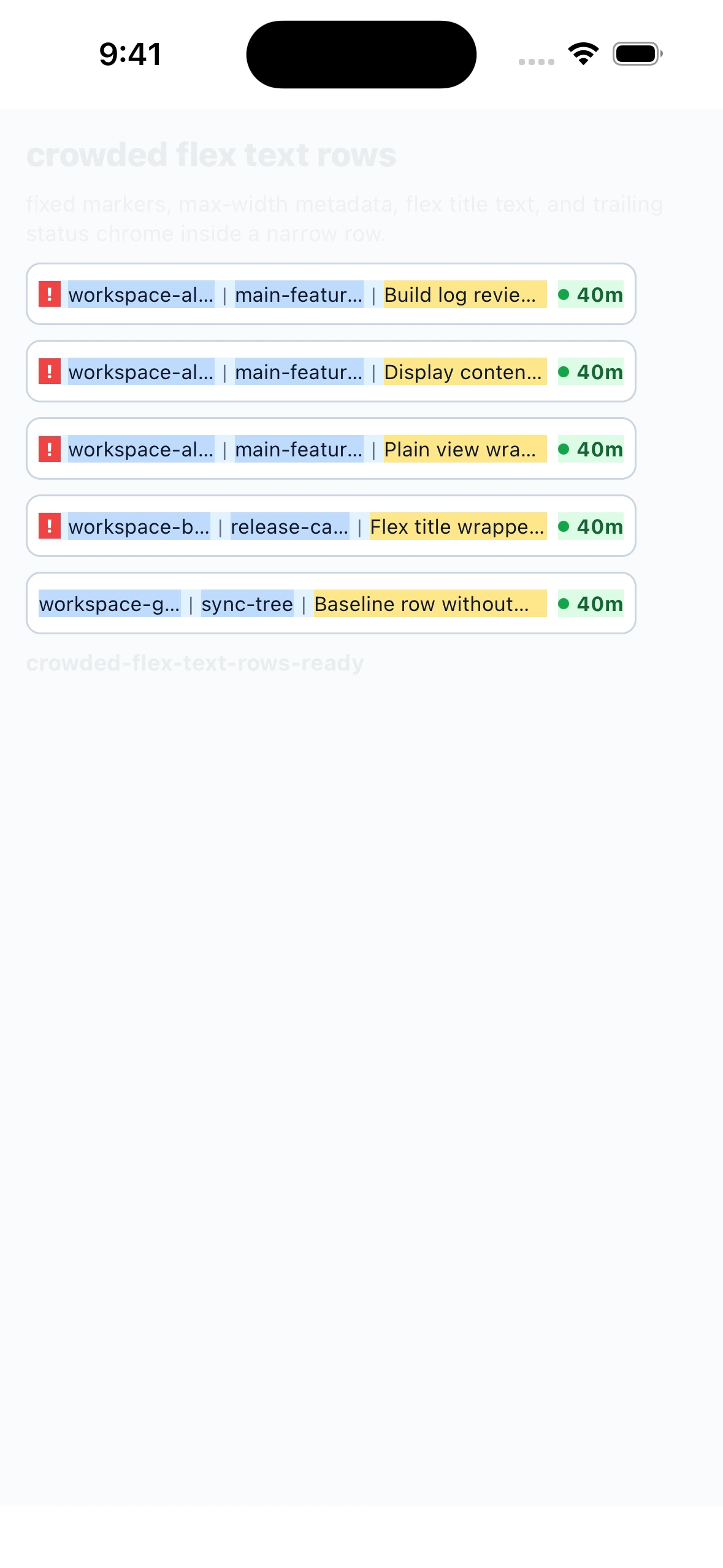 CrowdedFlexTextRowsCase iOS 26.4