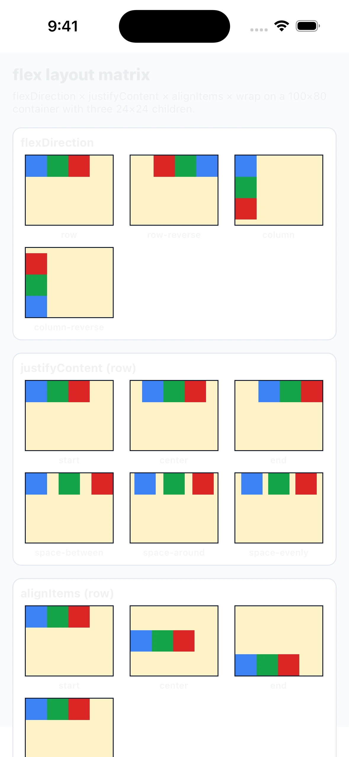 FlexLayoutMatrixCase iOS
