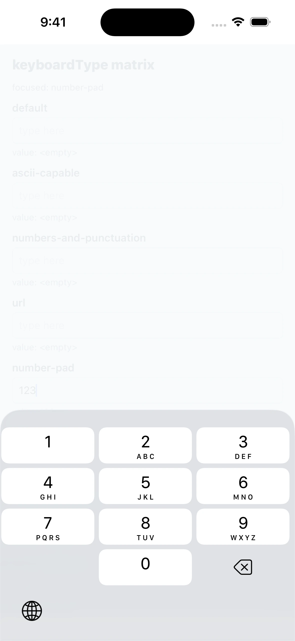 TextInputKeyboardTypeCase iOS